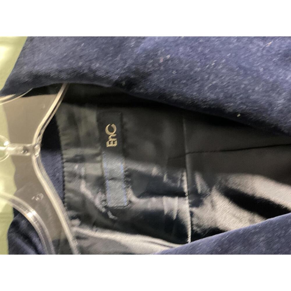 EnC Korean  Navy Blue Velour Blazer with Ribbon and faux leather detail Size S - Picture 3 of 14